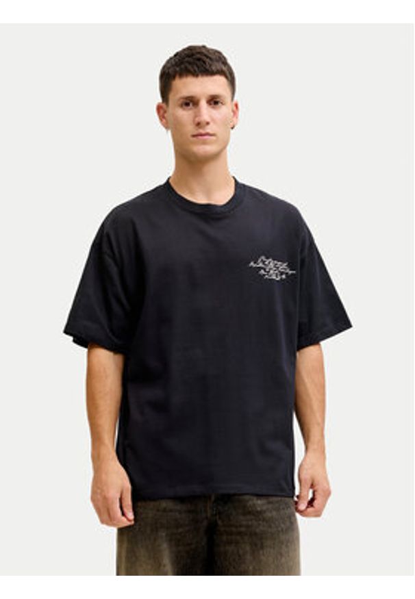 Jack & Jones T-Shirt Dust 12292982 Czarny Loose Fit. Kolor: czarny. Materiał: bawełna