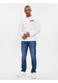 Calvin Klein Longsleeve Cut Through Logo Ls T-Shirt K10K112891 Biały Regular Fit. Kolor: biały. Materiał: bawełna. Długość rękawa: długi rękaw