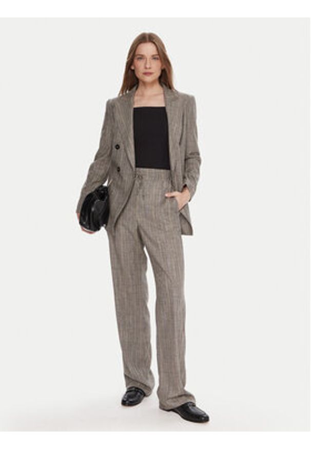 Marella Spodnie materiałowe Elodia 2523136071 Szary Regular Fit. Kolor: szary. Materiał: wiskoza