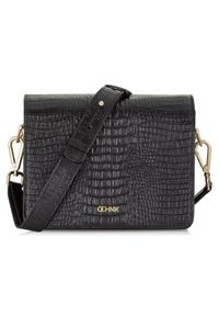 Ochnik - Skórzana listonoszka damska. Kolor: brązowy. Wzór: motyw zwierzęcy. Materiał: skórzane. Styl: elegancki. Rodzaj torebki: na ramię #1