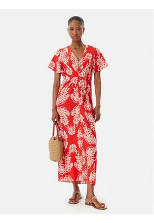 LOLA CASADEMUNT Sukienka letnia LS2616137 Czerwony jasny Regular Fit. Kolor: czerwony. Materiał: wiskoza. Sezon: lato