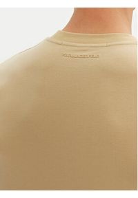 Karl Lagerfeld - KARL LAGERFELD T-Shirt 755750 552221 Beżowy Regular Fit. Typ kołnierza: dekolt w karo. Kolor: beżowy. Materiał: bawełna #5