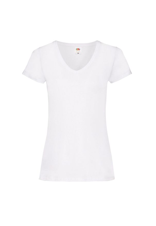 FRUIT OF THE LOOM - Koszulka Damska Valueweight Plain V Neck T-shirt. Kolor: biały. Sport: turystyka piesza