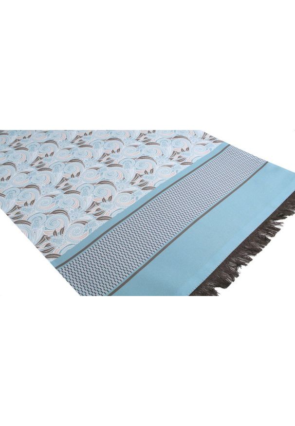 Elegancki Szalik Wełniano-Jedwabny - His Story - Błękitny w Orientalny Wzór. Kolor: niebieski. Materiał: jedwab, wełna. Sezon: zima, jesień. Styl: elegancki