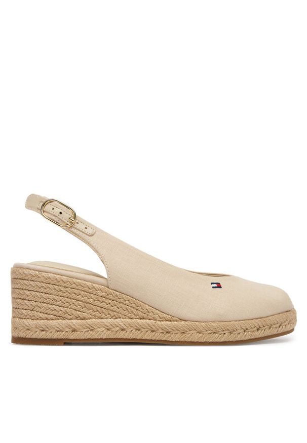 TOMMY HILFIGER - Tommy Hilfiger Espadryle Mid Wedge Espad Slingback FW0FW09228 Beżowy. Kolor: beżowy. Materiał: materiał