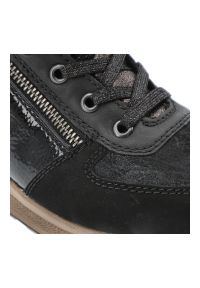 Czarne Sneakersy Rieker Stylowe Ocieplane Obuwie Damskie. Okazja: na co dzień. Zapięcie: zamek. Kolor: czarny. Materiał: syntetyk, lakier, materiał