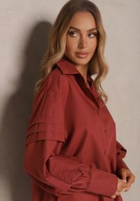 Renee - Bordowa Koszula z Bawełną i Szerokimi Rękawami Edioniela. Okazja: na co dzień. Kolor: czerwony. Materiał: bawełna. Sezon: wiosna. Styl: elegancki, casual #3