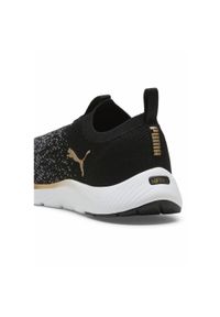 Puma - Damskie dzianinowe buty do biegania SOFTRIDE Remi PUMA Black Gold Cool Dark Gray. Kolor: żółty, wielokolorowy, czarny, szary. Materiał: dzianina