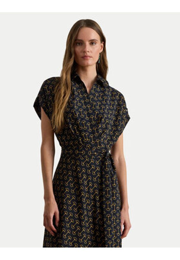 Lauren Ralph Lauren - LAUREN RALPH LAUREN Sukienka koszulowa 200P03557001 Granatowy Regular Fit. Kolor: niebieski. Materiał: syntetyk. Typ sukienki: koszulowe