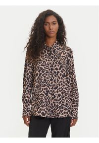 Guess Koszula W5YH03 WF1T2 Brązowy Regular Fit. Kolor: brązowy. Materiał: syntetyk
