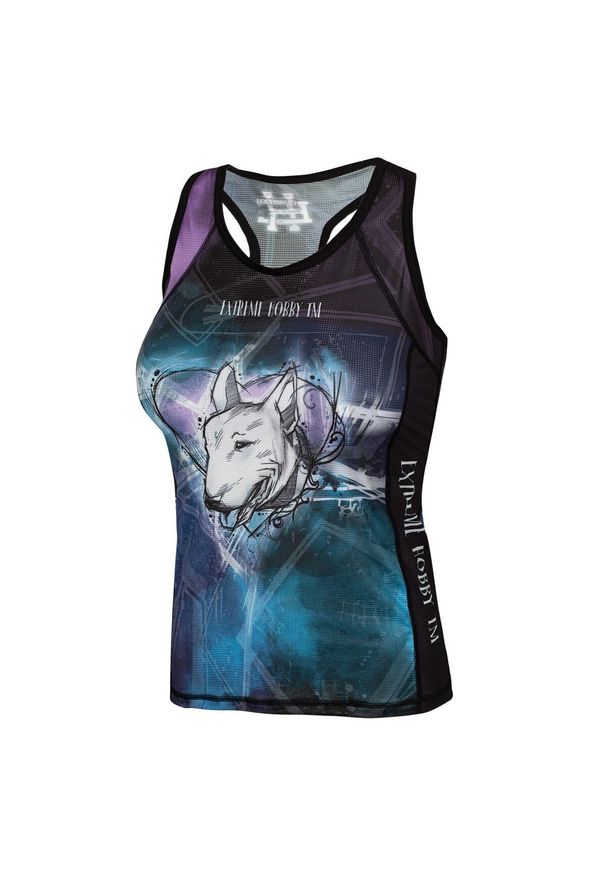 Koszulka sportowa damska bez rękawów Tank top EXTREME HOBBY BULTERIER. Kolor: czarny. Materiał: poliester, elastan. Długość rękawa: bez rękawów. Sport: fitness