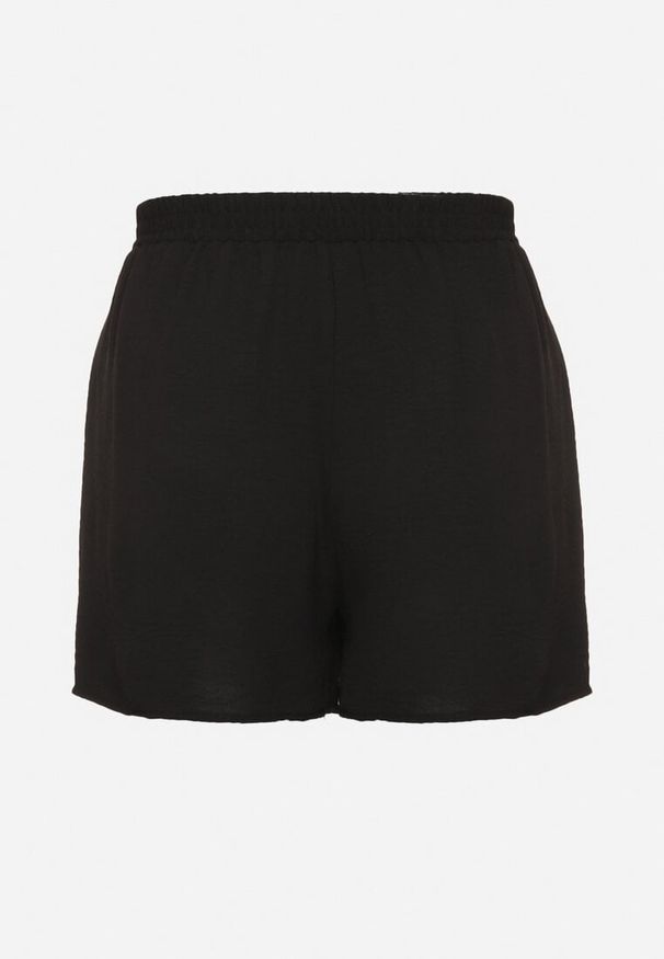 Born2be - Czarne Szorty z Wysokim Stanem i Gumką w Pasie Mevaraia. Stan: podwyższony. Kolekcja: plus size. Kolor: czarny. Sezon: lato. Styl: klasyczny