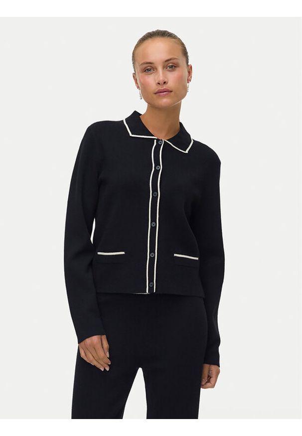 Vero Moda Kardigan Gold 10337626 Czarny Regular Fit. Kolor: czarny. Materiał: syntetyk