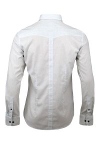 Paul Bright - Męska, Taliowana Koszula w Groszki, Kropki - 100% BAWEŁNA - Biała. Kolor: biały. Materiał: bawełna. Wzór: grochy, kropki