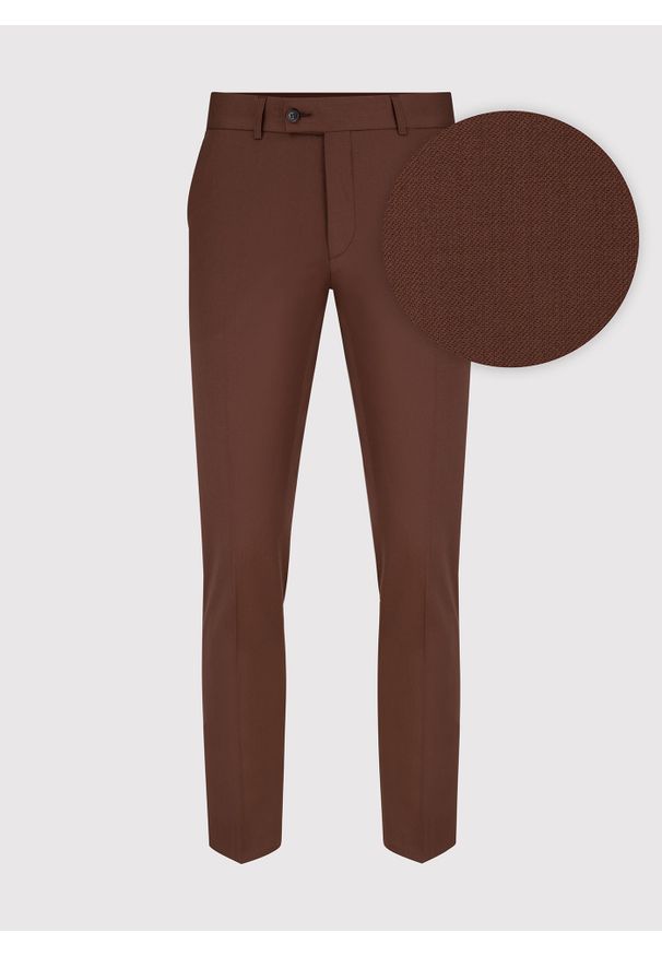 Pako Lorente - PAKO LORENTE – Gładkie spodnie garniturowe w kolorze brązowym. Kolor: brązowy. Materiał: wełna, poliester. Wzór: gładki