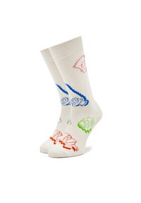 Happy-Socks - Happy Socks Skarpety wysokie unisex SIM01-1300 Écru. Materiał: materiał, bawełna #3