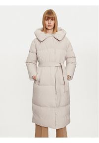 Hetrego - Hetregó Płaszcz zimowy Valery 8N691 Beżowy Loose Fit. Kolor: beżowy. Materiał: syntetyk. Sezon: zima