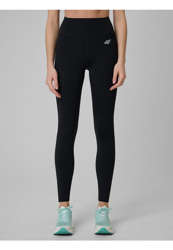 4f - 4F Legginsy treningowe szybkoschnące damskie - czarne XS. Stan: podwyższony. Kolor: czarny. Sport: fitness