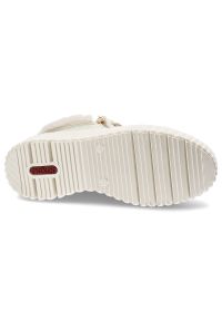 Białe Botki Rieker Wygodne Obuwie Damskie Z Futerkiem. Okazja: na spacer, na co dzień. Zapięcie: zamek. Kolor: biały. Materiał: futro. Sezon: zima. Styl: casual #6