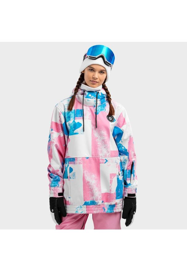 SIROKO - Kobieta Sporty zimowe Damska kurtka snowboardowa W1-W Holi Siroko Cukierkowy Ró. Kolor: różowy, niebieski, wielokolorowy. Materiał: softshell, materiał. Sezon: zima. Sport: snowboard