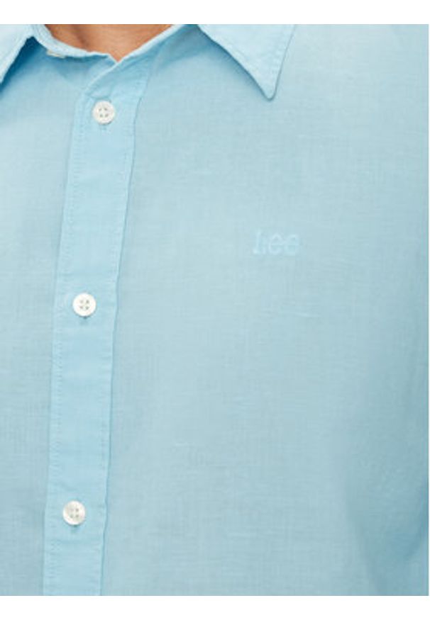 Lee Koszula Patch 112349050 Niebieski Regular Fit. Kolor: niebieski. Materiał: bawełna, len