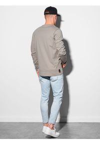 Ombre Clothing - Longsleeve męski z kieszonką - szary V2 L130 - XXL. Kolor: szary. Materiał: bawełna, tkanina, materiał. Długość rękawa: długi rękaw. Wzór: kropki #6