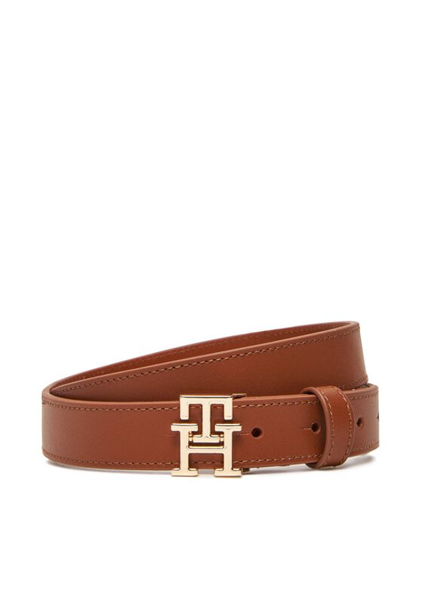 TOMMY HILFIGER - Tommy Hilfiger Pasek Damski Th Modern 2.5 AW0AW17496 Brązowy. Kolor: brązowy. Materiał: skóra