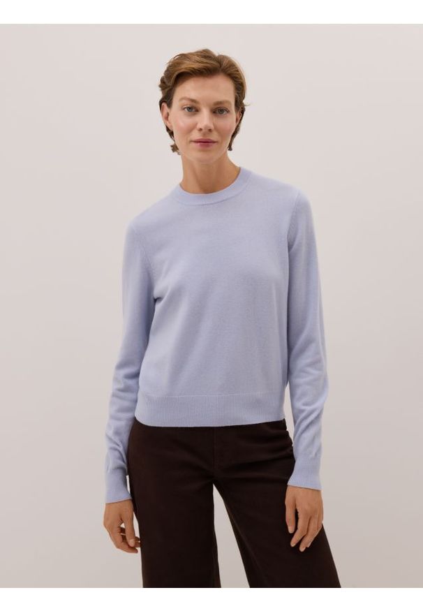 Reserved - Sweter z wełny merino - jasnoniebieski. Kolor: niebieski. Materiał: wełna