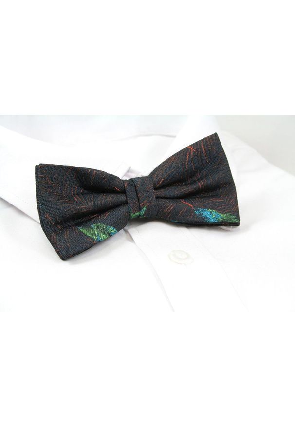 Chattier - Mucha Jedwabna Granatowa w Listki z Białą Poszetką, Elegancka, Męska -CHATTIER. Kolor: niebieski. Materiał: jedwab. Styl: elegancki
