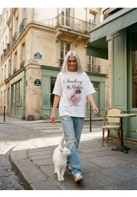 Sinsay - Bawełniana koszulka z nadrukiem kota - biały. Kolor: biały. Materiał: bawełna. Wzór: nadruk #1