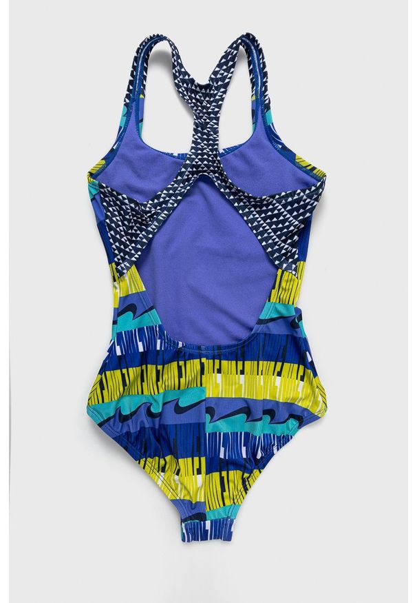 Nike Kids Strój kąpielowy dziecięcy kolor granatowy. Kolor: niebieski. Materiał: dzianina