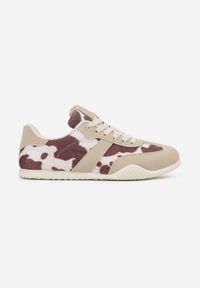 Born2be - Brązowo-Białe Sneakersy z Ozdobnym Paskiem Naliovela. Okazja: na co dzień. Zapięcie: pasek. Kolor: brązowy. Materiał: jeans #5