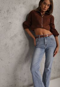 Renee - Niebieskie Jeansy Dzwony Bootcut High Waist z Bawełną Urilyss. Stan: podwyższony. Kolor: niebieski. Długość: krótkie. Sezon: wiosna. Styl: klasyczny #5