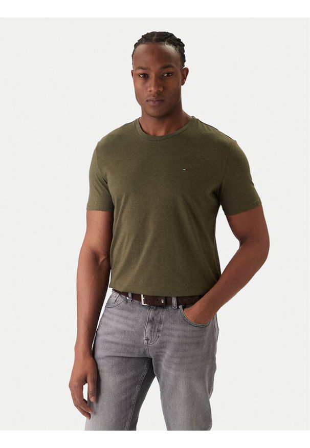 Tommy Jeans T-Shirt Jaspe DM0DM20363 Zielony Slim Fit. Kolor: zielony. Materiał: syntetyk