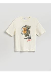 Reserved - Bawełniany t-shirt z nadrukiem - biały. Kolor: biały. Materiał: bawełna. Wzór: nadruk #1