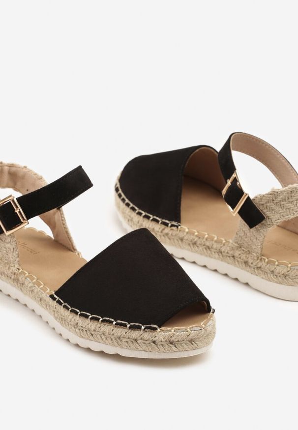 Born2be - Czarne Sandały w Stylu Espadryli z Plecionym Paskiem Ofrossa. Okazja: na co dzień. Nosek buta: otwarty. Zapięcie: pasek. Kolor: czarny. Obcas: na obcasie. Styl: elegancki, boho, casual. Wysokość obcasa: niski