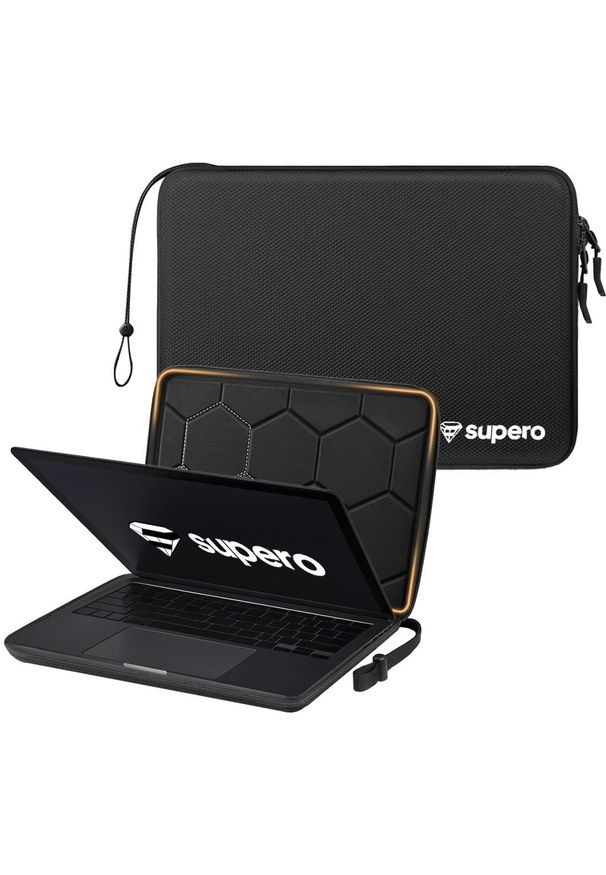 SUPERO - Etui na laptopa 13 14 cali Supero sleeve twarde, czarna. Kolor: czarny