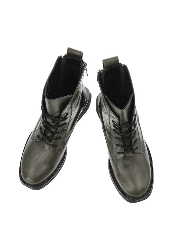 Zielone Botki Vinceza Ocieplane Buty Damskie. Okazja: na co dzień. Zapięcie: sznurówki. Kolor: zielony. Szerokość cholewki: normalna. Materiał: jeans, skóra. Sezon: zima, jesień. Obcas: na obcasie. Styl: casual, klasyczny. Wysokość obcasa: średni