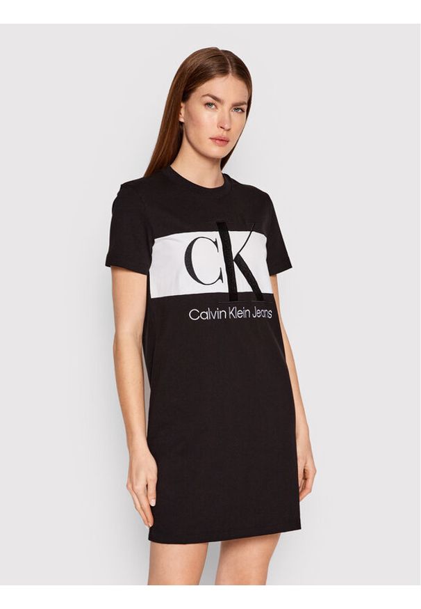 Calvin Klein Jeans Sukienka codzienna J20J218862 Czarny Regular Fit. Okazja: na co dzień. Kolor: czarny. Materiał: bawełna. Typ sukienki: proste. Styl: casual