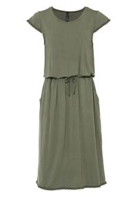 Sukienka midi z dżerseju z przyjaznej dla środowiska wiskozy bonprix oliwkowy. Kolor: zielony. Materiał: jersey, wiskoza. Długość: midi #1