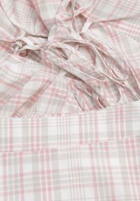 Renee - Różowy Bawełniany Komplet Rozkloszowana Spódnica i Bluzka z Wiązaniem Allisa. Kolor: różowy. Materiał: bawełna. Wzór: kratka #8