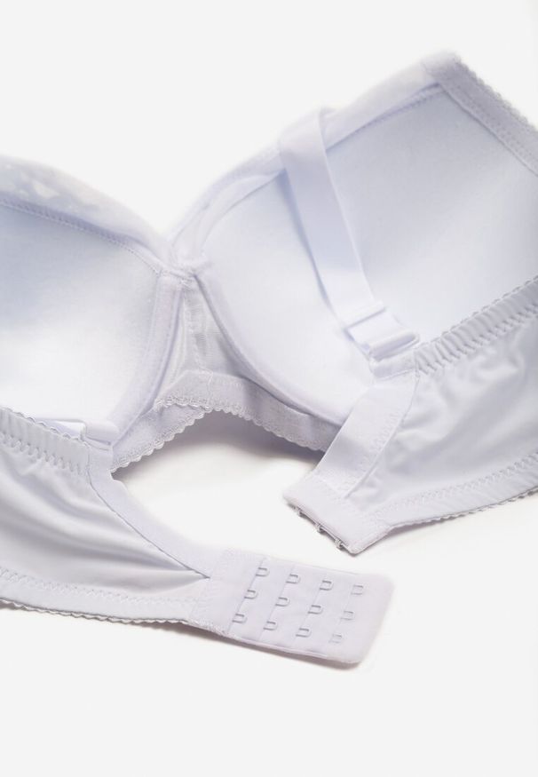 Renee - Biały Biustonosz Ozdobiony Koronką i Przezroczystymi Wstawkami Nelavra. Kolor: biały. Materiał: koronka. Rodzaj stanika: przezroczysty. Wzór: aplikacja, koronka