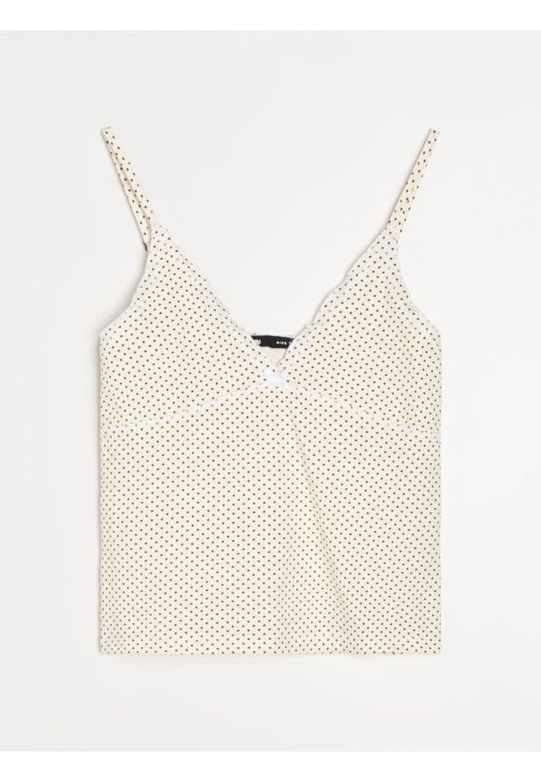 Sinsay - Bawełniany top na cienkich ramiączkach w kropki - wielobarwny. Materiał: bawełna. Długość rękawa: na ramiączkach. Wzór: kropki