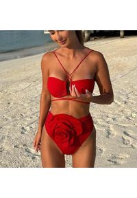 Intica - Dwuczęściowy strój kąpielowy z motywem różanym na lato i plażę Kindra. Kolor: beżowy. Materiał: materiał #4