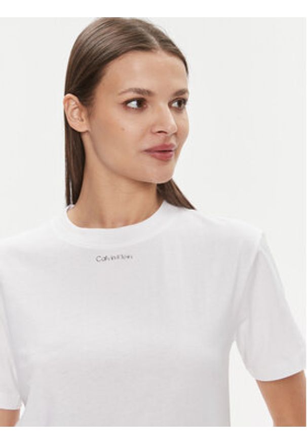 Calvin Klein T-Shirt Metallic Micro Logo T Shirt K20K206967 Biały Regular Fit. Kolor: biały. Materiał: bawełna