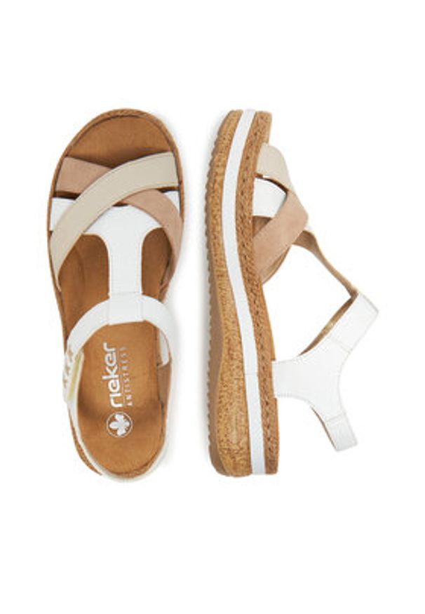 Rieker Sandały V0919-80 Biały. Kolor: biały. Materiał: materiał