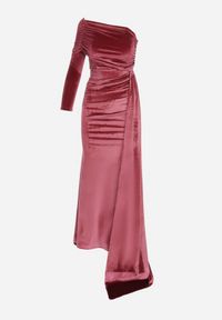 Born2be - Ciemnoróżowa Asymetryczna Sukienka Maxi na Jedno Ramie Wistel. Kolor: różowy. Typ sukienki: asymetryczne. Długość: maxi