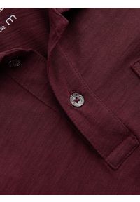 Ombre Clothing - T-shirt męski polo z ozdobnymi guzikami - bordowy V6 S1744 - XXL. Typ kołnierza: polo. Kolor: czerwony. Materiał: bawełna, dzianina #8