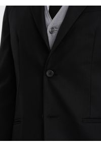 Ombre Clothing - Męska klasyczna marynarka z kieszenią na poszetkę - czarna V4 OM-BLZB-0115 - XXL. Kolor: czarny. Materiał: poliester. Styl: klasyczny #5