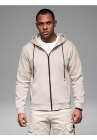 Ombre Clothing - Dresowa rozpinana bluza hoodie w stylu streetwearowym – piaskowa V6 OM-SSZP-0213 - XXL. Materiał: dresówka #7